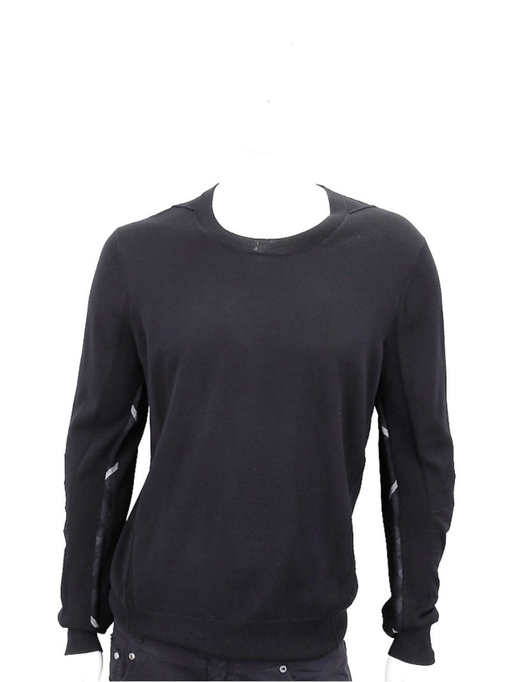 Burberry Black Crewneck Sweater with Subtle Side Detailing